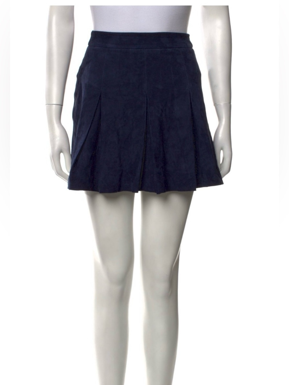 Alice + Olivia Suede Navy Pleated Mini Skirt - Women